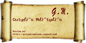 Gulyás Mátyás névjegykártya